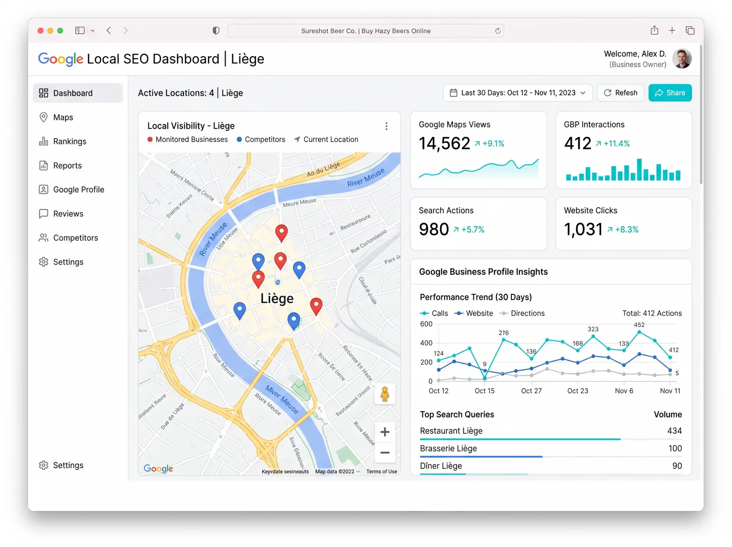 SEO Local Mockup — Optimisation Google Maps et Schema.org pour artisans à Liège